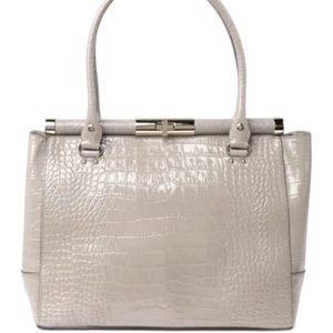 Kate Spade♠️ croc embossed leather tote soft taupe